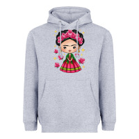 Heather Grey Mexican Girl Heavyweight Hoodie - texasbilliewilder