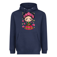 Navy Mexican Girl Heavyweight Hoodie - texasbilliewilder