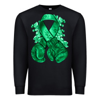 Black Emerald green ribbon Liver Cancer boxing gloves Premium Sweatshirt - NancyCooperArtShop