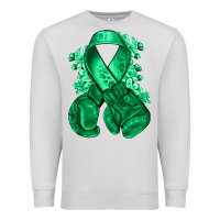 Dove Grey Emerald green ribbon Liver Cancer boxing gloves Premium Sweatshirt - NancyCooperArtShop