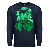 Navy Emerald green ribbon Liver Cancer boxing gloves Premium Sweatshirt - NancyCooperArtShop
