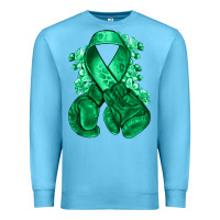Ocean Blue Emerald green ribbon Liver Cancer boxing gloves Premium Sweatshirt - NancyCooperArtShop