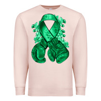 Pale Pink Emerald green ribbon Liver Cancer boxing gloves Premium Sweatshirt - NancyCooperArtShop