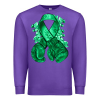 Purple Emerald green ribbon Liver Cancer boxing gloves Premium Sweatshirt - NancyCooperArtShop