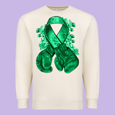 Emerald Green Ribbon Liver Cancer Boxing Gloves Premium Sweatshirt Designed By Nancycooperartshop