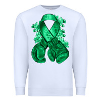 White Emerald green ribbon Liver Cancer boxing gloves Premium Sweatshirt - NancyCooperArtShop