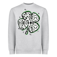 Heather Grey four leaf clover dalmatian print grunge Heavyweight Sweatshirt - MaliasSmallBusiness