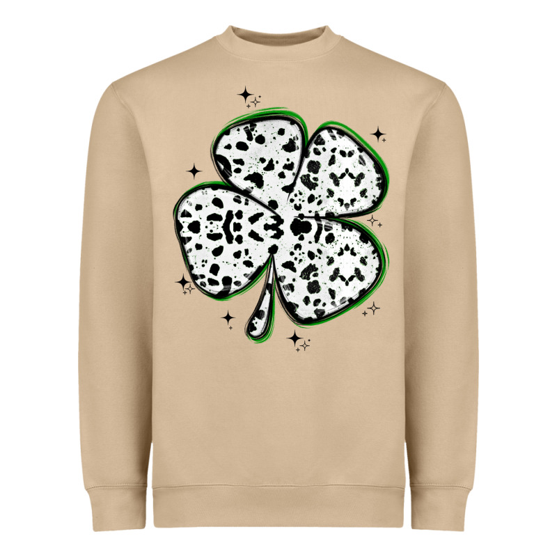 Four Leaf Clover Dalmatian Print Grunge Heavyweight Sweatshirt by MaliasSmallBusiness | Teevron