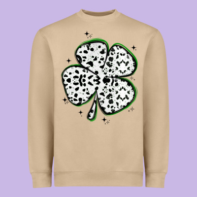 Four Leaf Clover Dalmatian Print Grunge Heavyweight Sweatshirt Designed By Maliassmallbusiness
