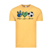Vintage Mustard peace love soccer Vintage Tee - BarkalooDesign