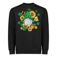 Black st patrick's day shamrock sunflowers gnome Heavyweight Sweatshirt - MaliasSmallBusiness