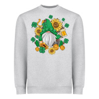 Heather Grey st patrick's day shamrock sunflowers gnome Heavyweight Sweatshirt - MaliasSmallBusiness