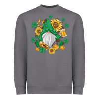 St Patrick's Day Shamrock Sunflowers Gnome Heavyweight Sweatshirt | Teevron