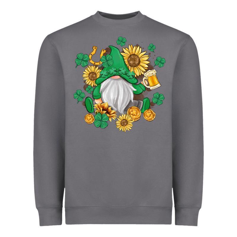 St Patrick's Day Shamrock Sunflowers Gnome Heavyweight Sweatshirt by MaliasSmallBusiness | Teevron