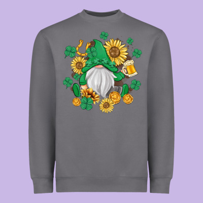St Patrick's Day Shamrock Sunflowers Gnome Heavyweight Sweatshirt Designed By Maliassmallbusiness
