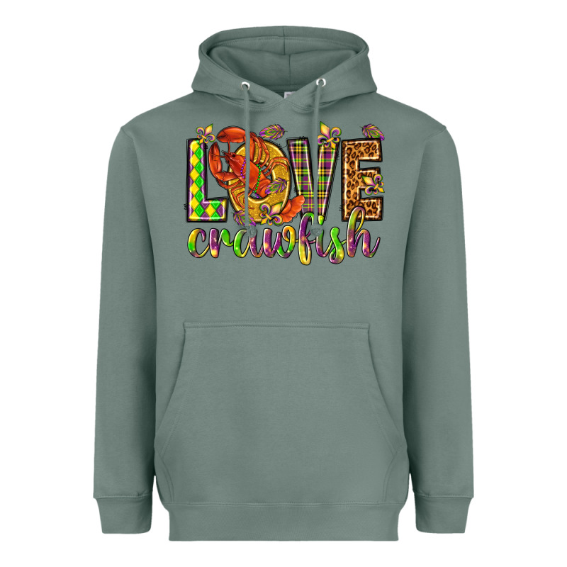 Mardi Gras Love Crawfish Heavyweight Hoodie by NancyCooperArtShop | Teevron