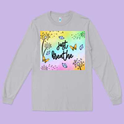 Just Breathe Long Sleeve Tee Designed By Maliassmallbusiness