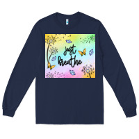 Navy just breathe Long Sleeve Tee - MaliasSmallBusiness