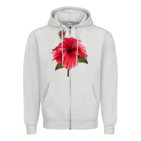 Dove Grey Puerto Rican Hibiscus Flower Zipper Hoodie - LillyAllenDesigns