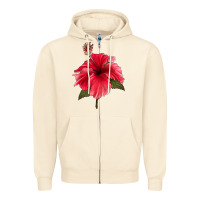 Sandshell Puerto Rican Hibiscus Flower Zipper Hoodie - LillyAllenDesigns