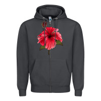 Smoke Puerto Rican Hibiscus Flower Zipper Hoodie - LillyAllenDesigns