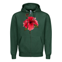 Sports Green Puerto Rican Hibiscus Flower Zipper Hoodie - LillyAllenDesigns