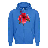 True Royal Puerto Rican Hibiscus Flower Zipper Hoodie - LillyAllenDesigns