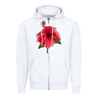 White Puerto Rican Hibiscus Flower Zipper Hoodie - LillyAllenDesigns