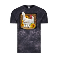 Cloud Black perched chicken with sunflowers leopard background Vintage Tee - LillyAllenDesigns