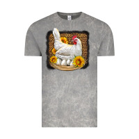 Cloud Rock perched chicken with sunflowers leopard background Vintage Tee - LillyAllenDesigns