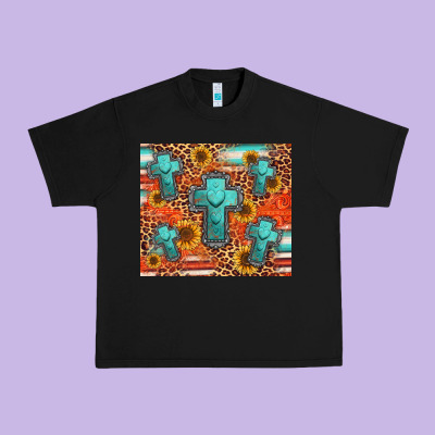 Turquoise Cross Pattern Urban Heavy Tee Designed By Jasminsmagicworld