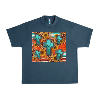Midnight Navy turquoise cross pattern Urban Heavy Tee - Jasminsmagicworld