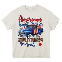 Cream American heart southern soul truck Heavy Core Tee - Neo Western