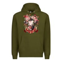 Army Green Cow Valentine's Day love Premium Hoodie - HowdyJamesFarm