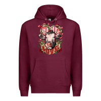 Burgundy Cow Valentine's Day love Premium Hoodie - HowdyJamesFarm