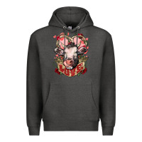 Charcoal Heather Cow Valentine's Day love Premium Hoodie - HowdyJamesFarm