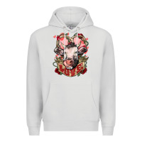 Dove Grey Cow Valentine's Day love Premium Hoodie - HowdyJamesFarm