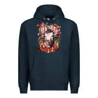 Navy Cow Valentine's Day love Premium Hoodie - HowdyJamesFarm