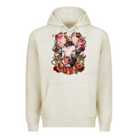 Oatmeal Heather Cow Valentine's Day love Premium Hoodie - HowdyJamesFarm
