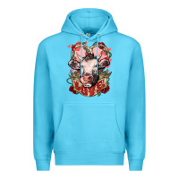 Ocean Blue Cow Valentine's Day love Premium Hoodie - HowdyJamesFarm