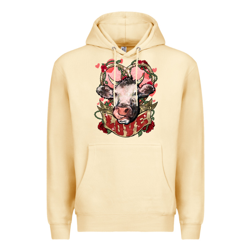 Cow Valentine's Day Love Premium Hoodie by HowdyJamesFarm | Teevron