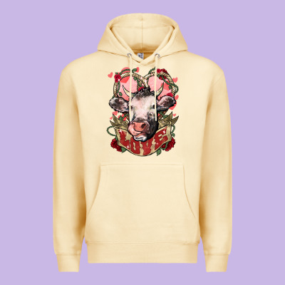 Cow Valentine's Day Love Premium Hoodie Designed By Howdyjamesfarm