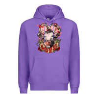 Purple Cow Valentine's Day love Premium Hoodie - HowdyJamesFarm