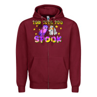 Burgundy too cute too spook Zipper Hoodie - LillyAllenDesigns