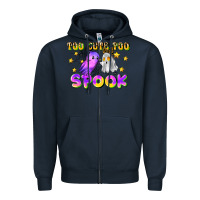 Navy too cute too spook Zipper Hoodie - LillyAllenDesigns