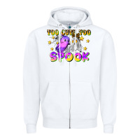 White too cute too spook Zipper Hoodie - LillyAllenDesigns