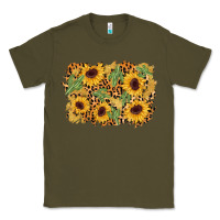 Army Green cactus leopard sunflower glitter background Classic Tee - AdoDesignShop