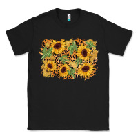 Black cactus leopard sunflower glitter background Classic Tee - AdoDesignShop