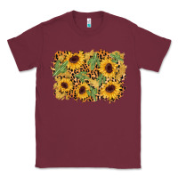 Burgundy cactus leopard sunflower glitter background Classic Tee - AdoDesignShop