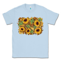 Dusty Blue cactus leopard sunflower glitter background Classic Tee - AdoDesignShop